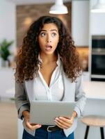 Young woman with Indian features who appears to be schocked AI Generative photo