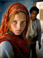 Young woman with Indian features who appears to be schocked AI Generative photo