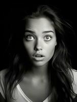 Young woman with Indian features who appears to be schocked AI Generative photo