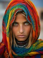 Young woman with Indian features who appears to be schocked AI Generative photo