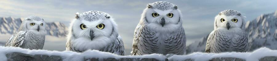 owl on a winter snow background. Generative AI photo