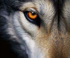 hermosa ojos de un salvaje lobo. generativo ai foto