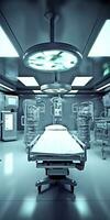 Modern equipment in operating room. Medical devices for neurosurgery. AI Generative photo