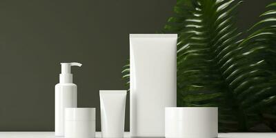 A mock up white cosmetic container. Generative AI photo
