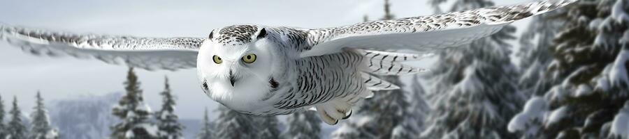 owl on a winter snow background. Generative AI photo