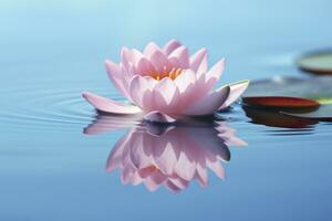 un flotante loto flor en el calma superficie de un estanque simboliza el potencial para transformación y espiritual crecimiento mediante el práctica de meditación y consciencia. ai generativo foto