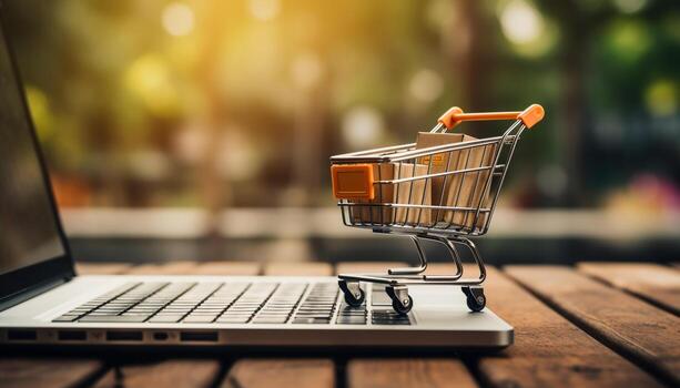 en línea compradores lata fácilmente comparar ordenador portátil precios y añadir artículos a su carros antes de haciendo un compra, con entrega a menudo disponible para gratis o a un bajo costo. generativo ai. foto