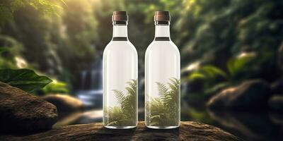 White Blank Two bottle Mockup with natural theme background. AI Generative photo