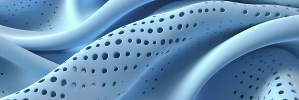 Breathable fabric dry light blue soft mesh holes floating light blue background. Generative AI photo