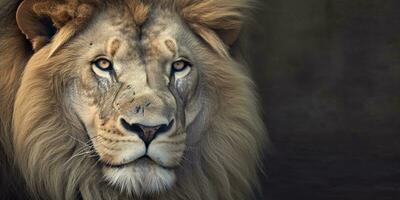 Close up of an African lion. Generative AI photo