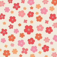flower Seamless Pattern.A delicate and beautiful seamless pattern with pink and white cherry blossoms on a white background. vector