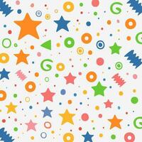 Colorful Pastel Star and Dot Seamless Pattern.A whimsical and playful seamless pattern with colorful pastel stars and dots on a white background. vector