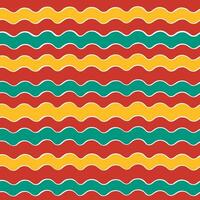 Colorful Retro Wavy Lines Seamless Pattern.A fun and funky seamless pattern with colorful wavy lines, including red, green, and yellow. vector