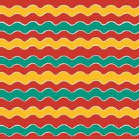 Colorful Retro Wavy Lines Seamless Pattern.A fun and funky seamless pattern with colorful wavy lines, including red, green, and yellow. vector