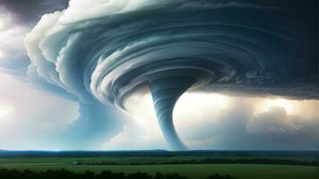 Epic Tornado Swirl, Nature's Majestic Fury Unleashed in Mesmerizing Form. AI Generated photo