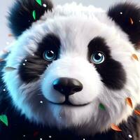 Seasonal Spectrum Panda, A Majestic Shapeshift in Nature's Palette, Autumn Gold to Winter Wonderland. AI Generated photo