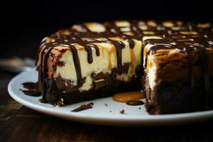 Luscious Cheesecake chocolate cookie dessert. Generate Ai photo