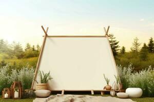 Picturesque Glamping mockup background. Generate Ai photo