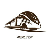 Minimal and abstract logo of train icon tram vector metro silhouette isolated design brown tram