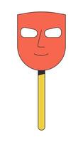 Anonymous mask on stick gloats flat line color isolated vector object. Masquerade. Editable clip art image on white background. Simple outline cartoon spot illustration for web design