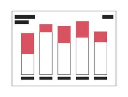 Accounting bar graph black and white 2D cartoon object. Analysis financial. Review business performance isolated vector outline item. Corporate data report monochromatic flat spot illustration