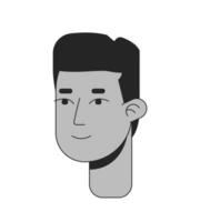 Flat top haircut black guy black and white 2D line cartoon character head. African american young man old school isolated vector outline person face. Flattop monochromatic flat spot illustration