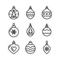 Set of New Year Christmas icons. Collection of vector Christmas tree toys. Design elements for greeting card or invitation.