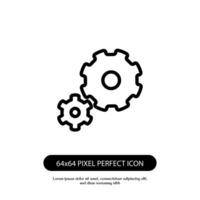 gear icon outline pixel perfect, Gear Settings symbol, cogwheel, Vector icon design