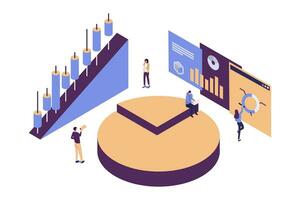 Concept of financial management, Statistics and business report, little people as puzzles collect infographics vector