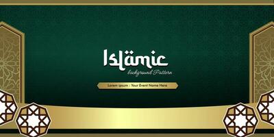 Islamic Arabic Green Luxury Background with Geometric pattern and Beautiful Ornament vector