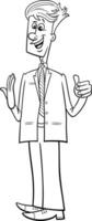 cartoon businessman in suit giving a speech coloring page vector