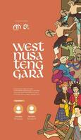 Cultural Event design layout template background with Indonesian illustration of Nusa Tenggara vector