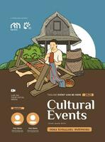 Cultural Event design layout template background with Indonesian illustration of Nusa Tenggara vector