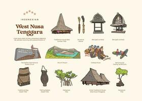 aislado Oeste nusa tenggara Indonesia punto de referencia ilustración vector