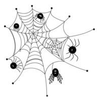 Spooky Cobweb With Spiders vector