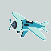 Cartoon vector illustration of a one-passenger blue airplane on a white background. cute classic plane