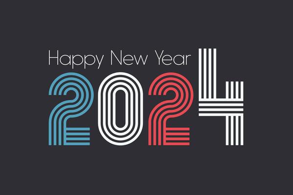 Happy new year 2024 template with lines forming the number 2024. Greeting concept for 2024 new year celebration