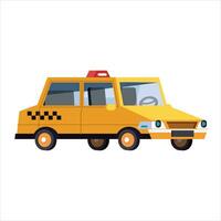 Yellow Car Taxi Isolated on white background. Vector Illustration. cartoon taxi car. Taxi service. Vector illustration in flat style.