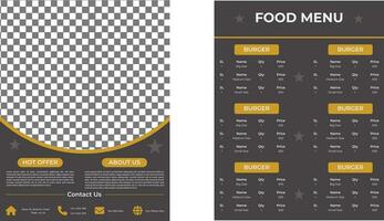 Menu Card for Reastaurant vector