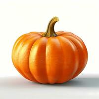 Natural orange pumpkin on simple white background. Happy Thanksgiving day. Generative AI photo