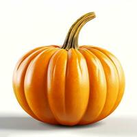 Organic orange pumpkin on white background. Happy Thanksgiving. Generative AI photo