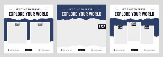 Travel holiday vacation social media post web banner vector