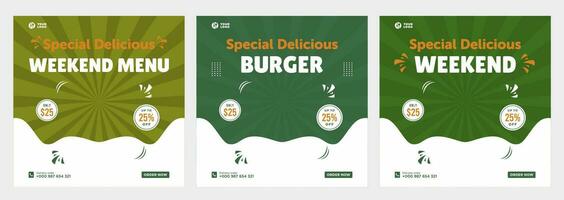 Delicious food menu and restaurant social media or banner template vector
