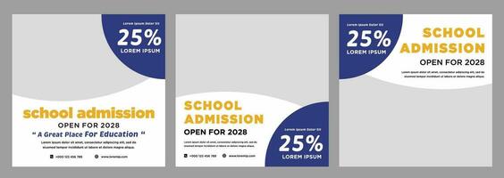 School admission banner or social media template vector