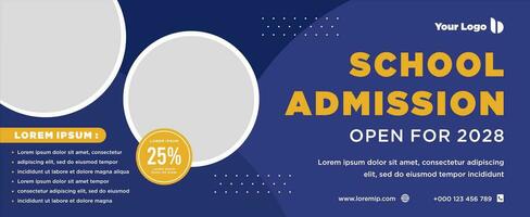 School admission banner or social media template vector