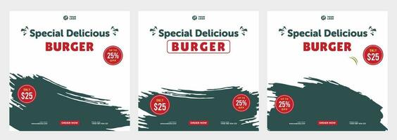 Delicious food menu and restaurant social media or banner template vector