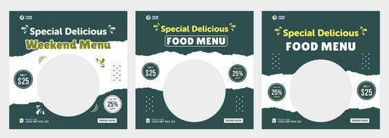 Delicious food menu and restaurant social media or banner template vector