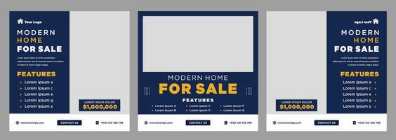 Real estate house social media post or square banner template vector