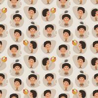 Seamless pattern with cartoon schoolboy vector