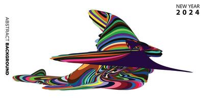 New year 2024 calendar cover and greeting card banner design with colorful abstract fluid background vector